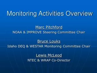 Monitoring Activities Overview