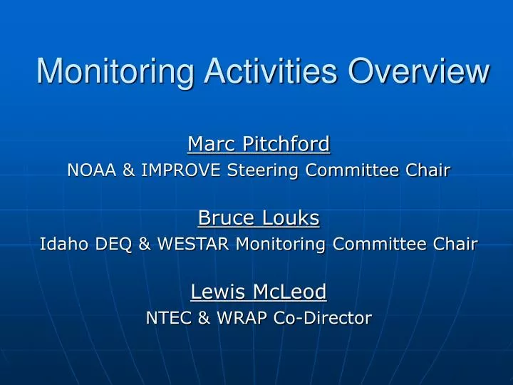 monitoring activities overview