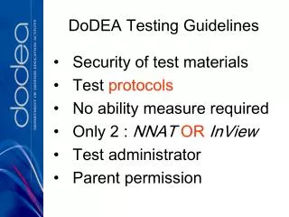 DoDEA Testing Guidelines