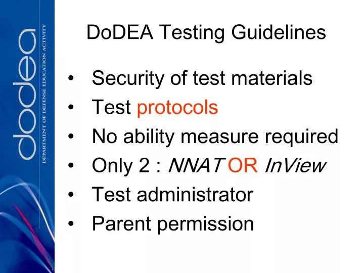 dodea testing guidelines