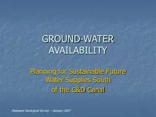GROUND-WATER AVAILABILITY