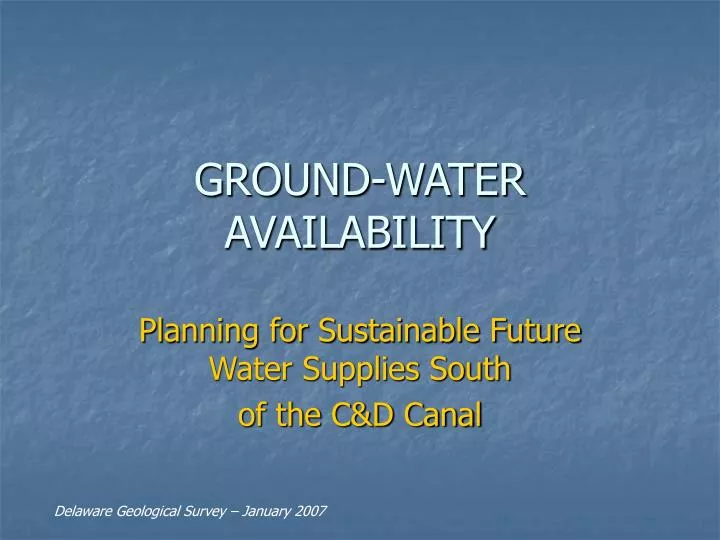 ground water availability