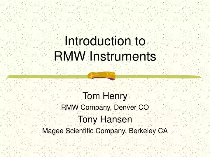 introduction to rmw instruments