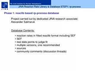 JINA Reaction Rate Library &amp; Database STEP1: rp-process