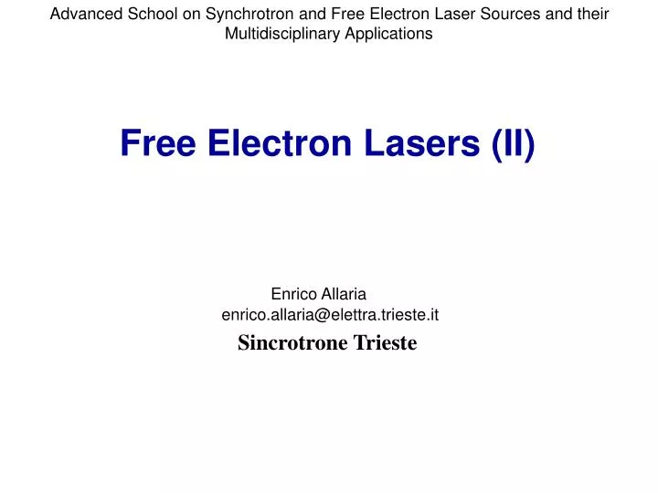 free electron lasers ii