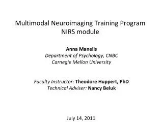 Multimodal Neuroimaging Training Program NIRS module