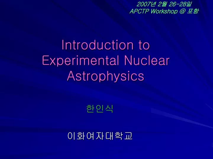 introduction to experimental nuclear astrophysics