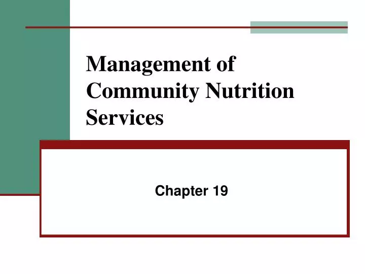 management of community nutrition services
