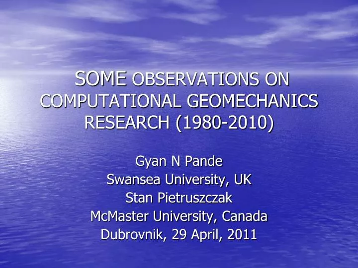 some observations on computational geomechanics research 1980 2010