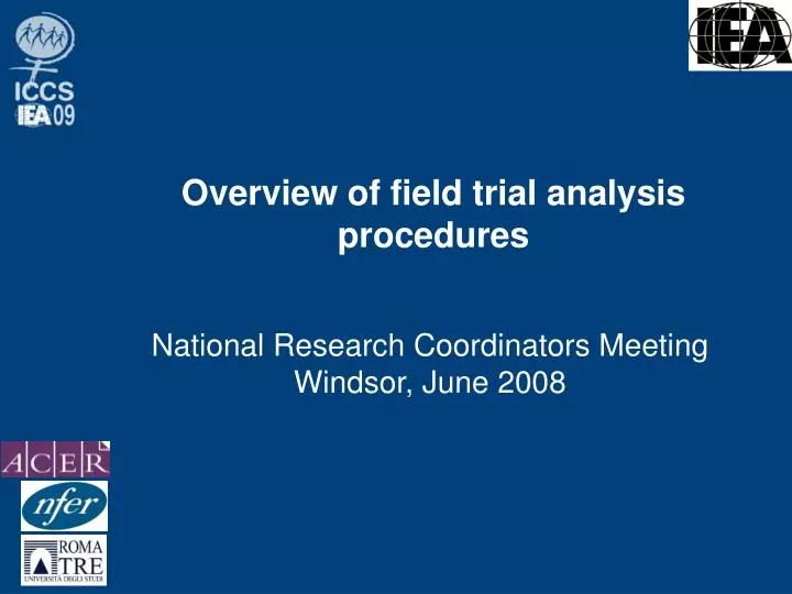 overview of field trial analysis procedures