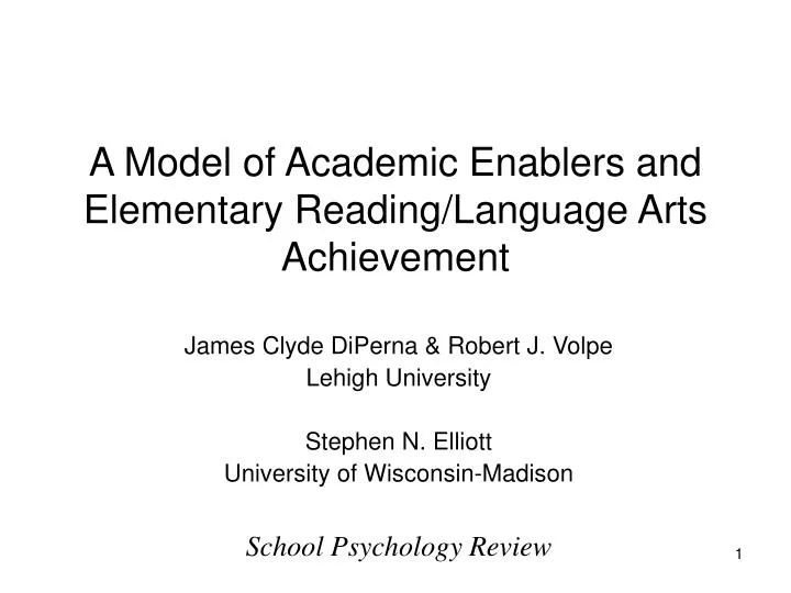 a model of academic enablers and elementary reading language arts achievement