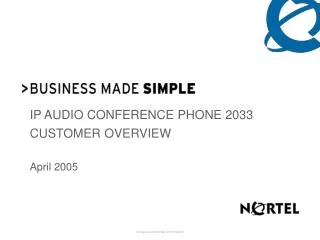 IP AUDIO CONFERENCE PHONE 2033 CUSTOMER OVERVIEW April 2005