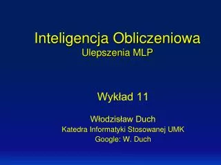 inteligencja obliczeniowa ulepszenia mlp
