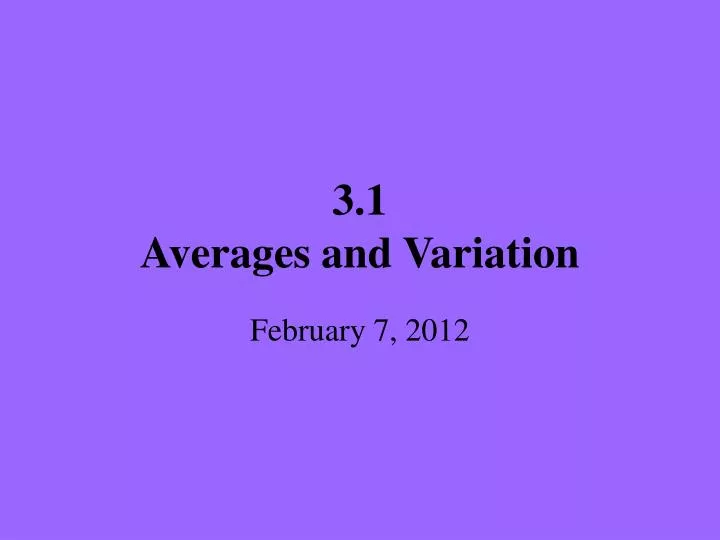 3 1 averages and variation