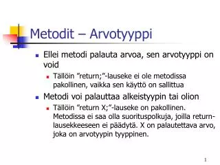 metodit arvotyyppi