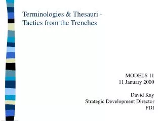 Terminologies &amp; Thesauri - Tactics from the Trenches