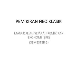 pemikiran neo klasik
