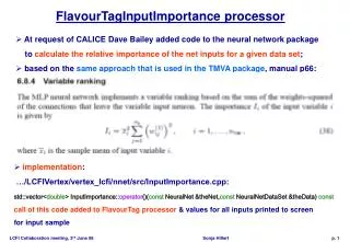 FlavourTagInputImportance processor