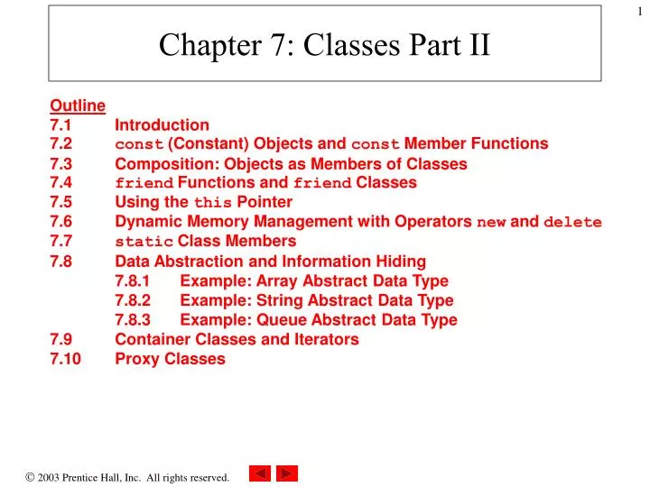 chapter 7 classes part ii