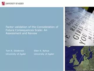 Factor validation of the Consideration of Future Consequences Scale: An Assessment and Review