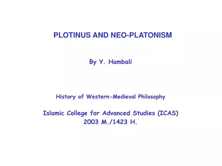 plotinus and neo platonism