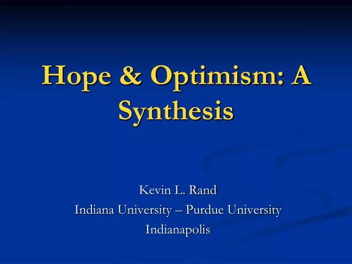 hope optimism a synthesis