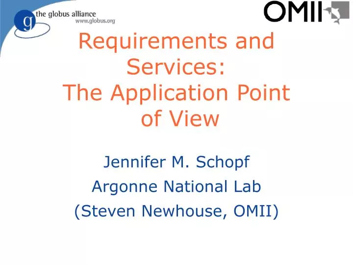 requirements and services the application point of view