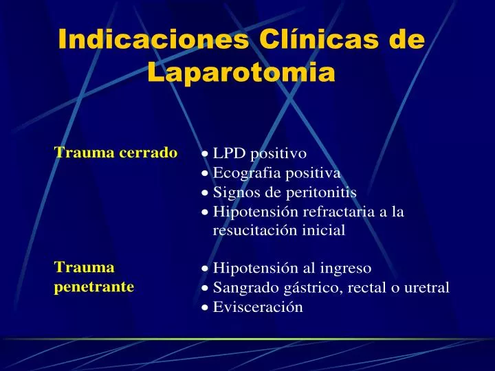 indicaciones cl nicas de laparotomia