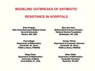 MODELING OUTBREAKS OF ANTIBIOTIC RESISTANCE IN HOSPITALS