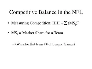 Competitive Balance in the NFL