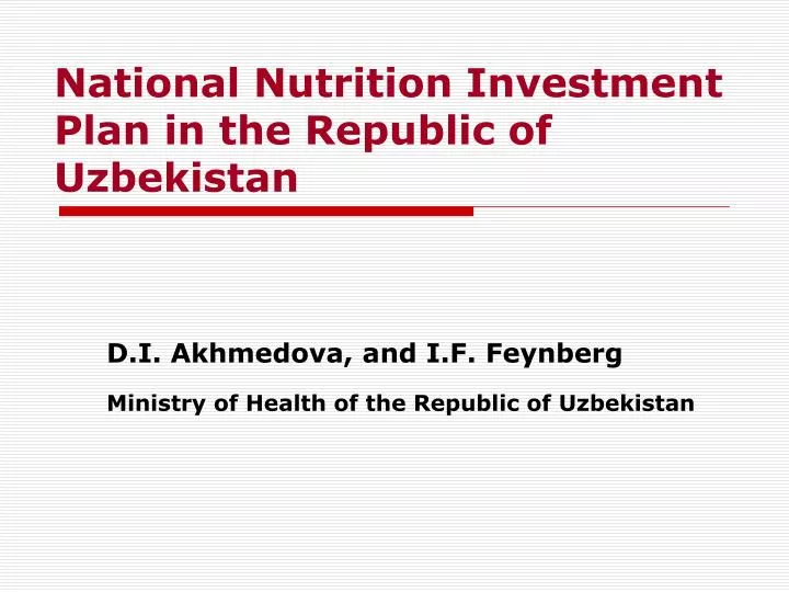 national nutrition investment plan in the republic of uzbekistan