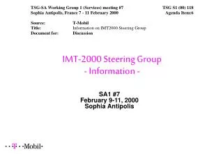 IMT-2000 Steering Group - Information -