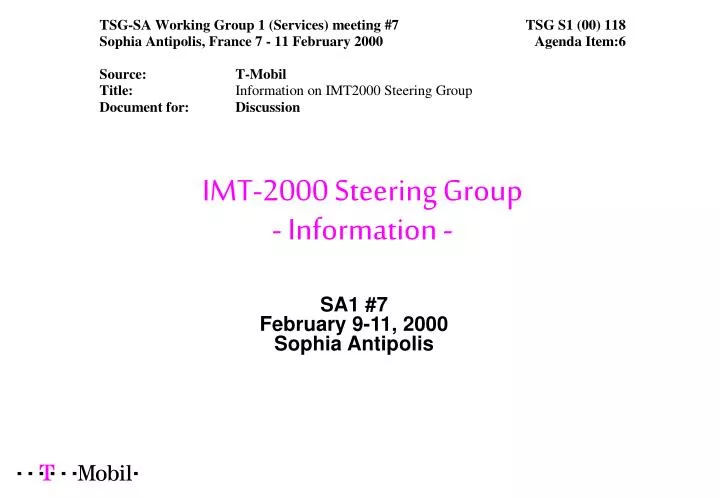 imt 2000 steering group information