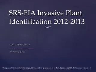 SRS-FIA Invasive Plant Identification 2012-2013 Part 7