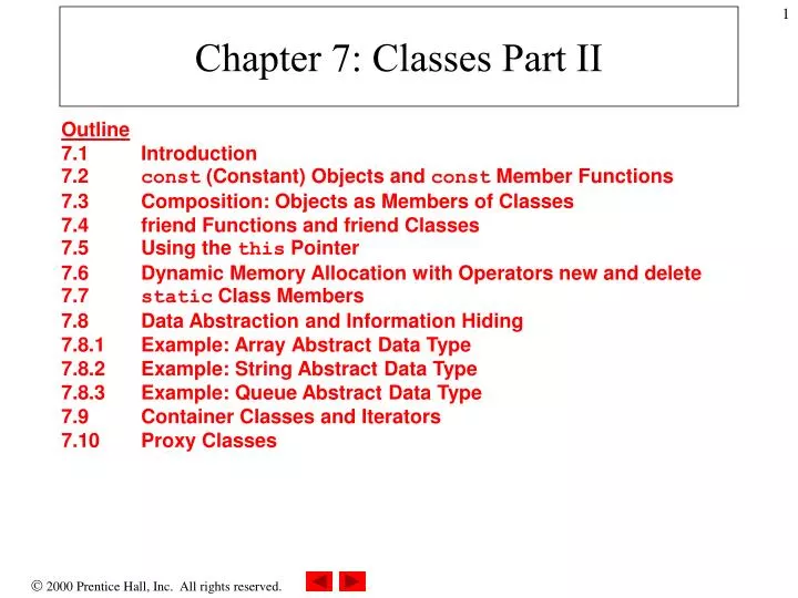chapter 7 classes part ii
