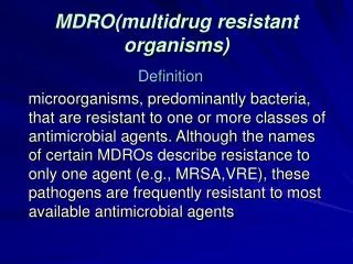 MDRO(multidrug resistant organisms)