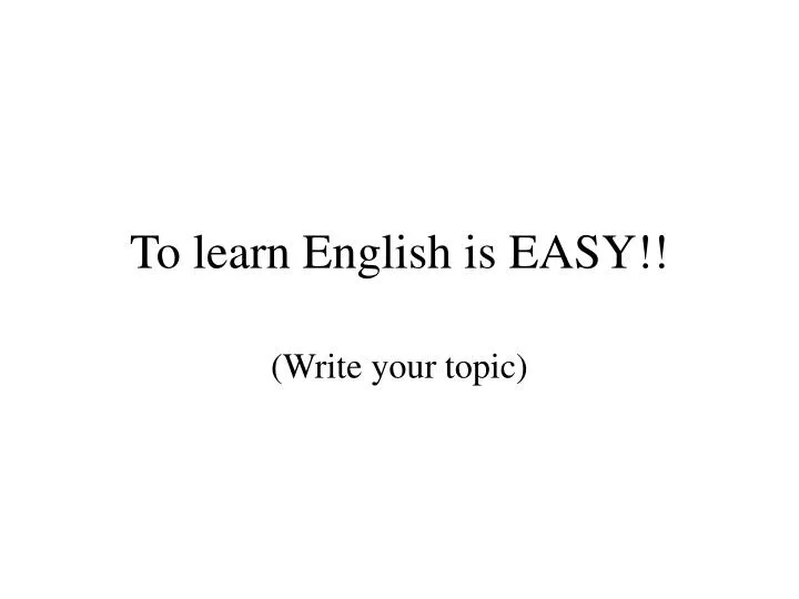 to learn english is easy