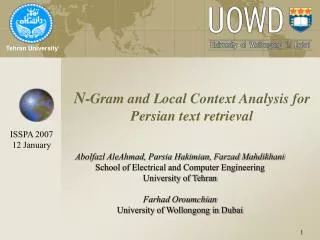 N -Gram and Local Context Analysis for Persian text retrieval