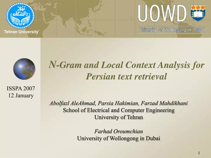 n gram and local context analysis for persian text retrieval