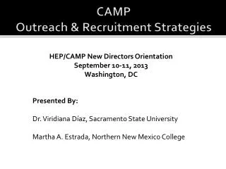 CAMP Outreach &amp; Recruitment Strategies