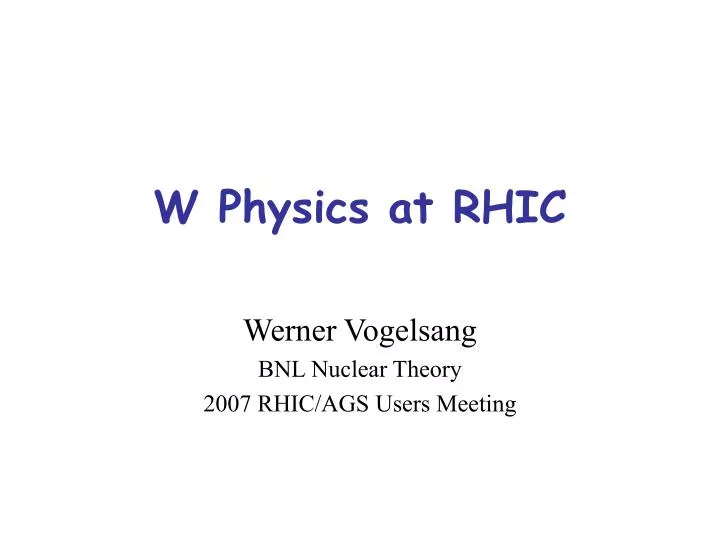 w physics at rhic