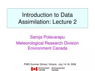 Introduction to Data Assimilation: Lecture 2