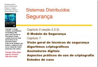 sistemas distribu dos seguran a