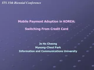 Je Ho Cheong Myeong-Cheol Park Information and Communications University