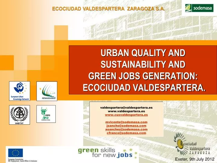 urban quality and sustainability and green jobs generation ecociudad valdespartera