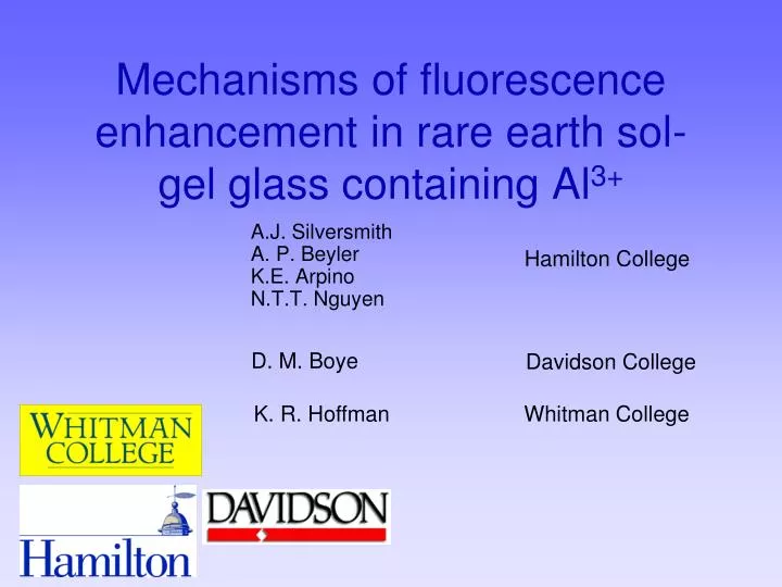 mechanisms of fluorescence enhancement in rare earth sol gel glass containing al 3