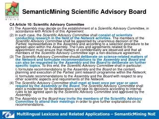 CA Article 10: Scientific Advisory Committee