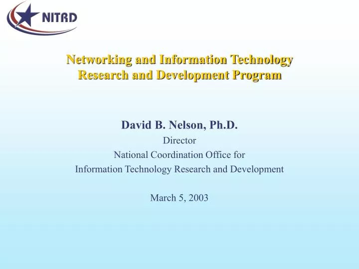 networking and information technology research and development program