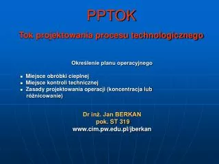 pptok tok projektowania procesu technologicznego