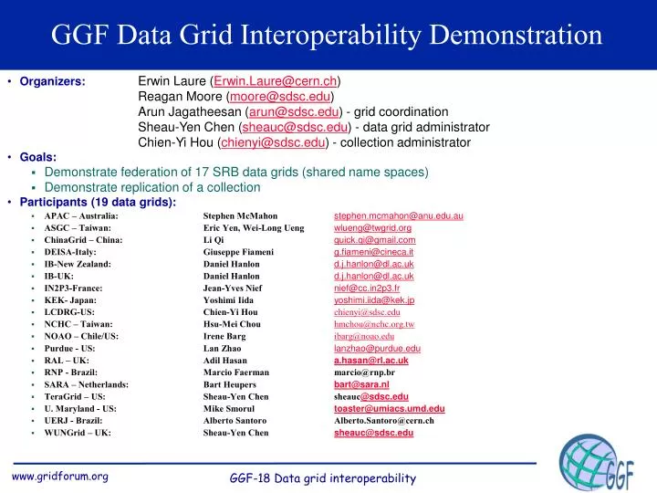 ggf data grid interoperability demonstration